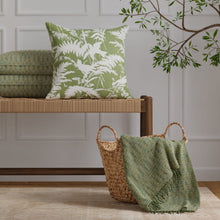 Load image into Gallery viewer, Cotton Green White Floral Upholstery Drapery Fabric / Palm