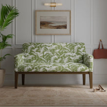 Load image into Gallery viewer, Cotton Green White Floral Upholstery Drapery Fabric / Palm