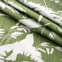 Load image into Gallery viewer, Cotton Green White Floral Upholstery Drapery Fabric / Palm
