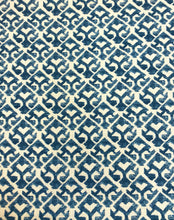 Load image into Gallery viewer, Carolina Irving Tamar on Natural Indigo Navy Blue Cream Linen Upholstery Drapery Fabric STA 5118