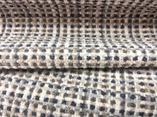 Load image into Gallery viewer, Pollack Tweedie Clock Tower French Blue Grey Off White Beige MCM Wool Blend Tweed Chenille Upholstery Fabric