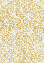 Load image into Gallery viewer, Cotton Blend Cream Mustard Gold Medallion Embroidered Drapery Fabric FB