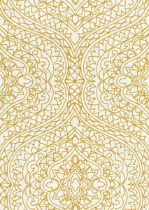 Cotton Blend Cream Mustard Gold Medallion Embroidered Drapery Fabric FB