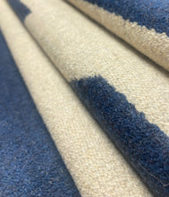 Load image into Gallery viewer, 1.5 Yard Telluride Beige Navy Blue Stripe Geometric Wool Upholstery Fabric STA 5150