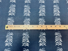 Load image into Gallery viewer, Heather Chadduck Petite Frond Indigo Navy Blue Off White Linen Drapery Upholstery Fabric