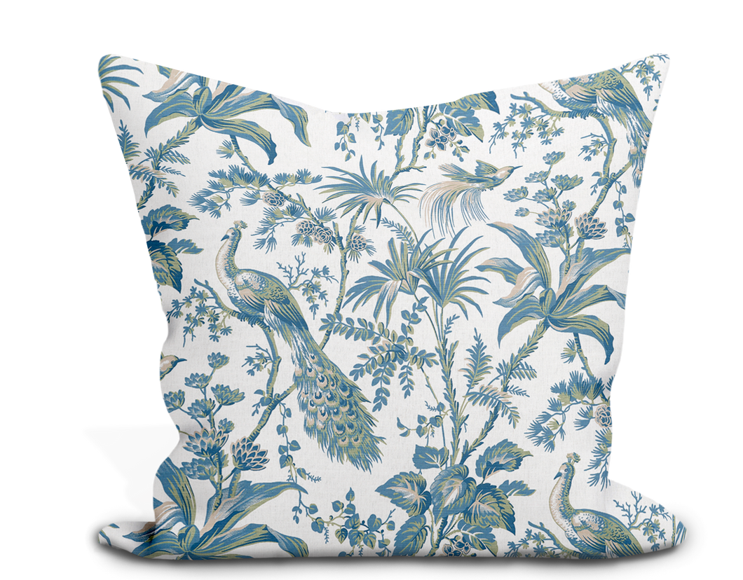 Thibaut Peacock Toile Pillow Cover