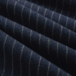 Wool Blend Navy Blue Grey Stripe Upholstery Fabric FB