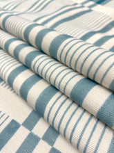 Load image into Gallery viewer, Kelly Wearstler Slate Blue Cream Bandeau  Indoor Outdoor Geom Upholstery Fabric WHS 5192