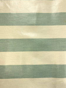 1.5 Yard Schumacher Laminated Water & Stain Resistant Seafoam Green Cream Linen Stripe Upholstery Fabric WHS 4651