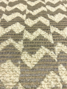 Black Edition Samar Tungsten Textured Boucle Weave Taupe Grey Cream Geometric Upholstery Fabric STA 5123