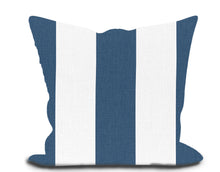 Load image into Gallery viewer, Custom Pillow Cover in Thibaut Bergamo Stripe in Navy Blue - One Side