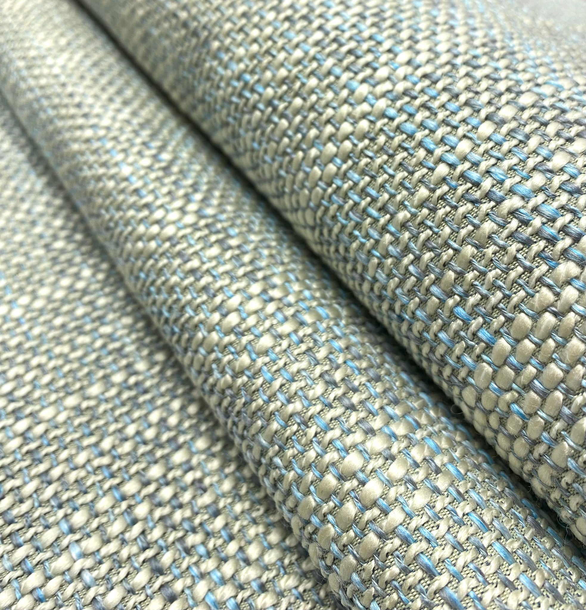 Grey Seafoam Navy Blue MCM Mid Century Modern Tweed hot Upholstery Fabric