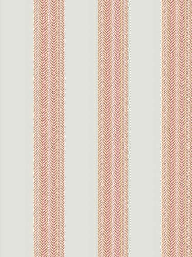Cotton Cream Coral Pink Orange Herringbone Stripe Upholstery Drapery Fabric FB