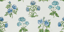 Load image into Gallery viewer, Cotton Cream Green Blue Floral Chintz Drapery Fabric FB