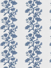 Load image into Gallery viewer, Cotton Linen Cream French Blue Floral Crewel Embroidered Drapery Fabric FB