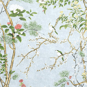 Set of Two Made to Order Thibaut Katsura Chinoiserie Side Drapery Panels