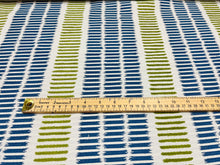 Load image into Gallery viewer, Remnant Thibaut Landmark Topsail Stripe Indoor Outdoor Fabric in Royal and Green Apple