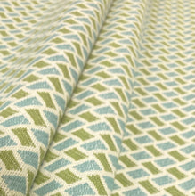 Load image into Gallery viewer, 2.5 Yards Brunschwig &amp; Fils New Briquetage Aqua Lime Cotton Indoor Outdoor Upholstery Fabric STA 6324