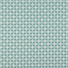 Load image into Gallery viewer, NOBILIS BISTRO 70 Water Stain Resistant Indoor Outdoor Turquoise Blue Green Black Off White Geometric Upholstery Fabric 10827.7
