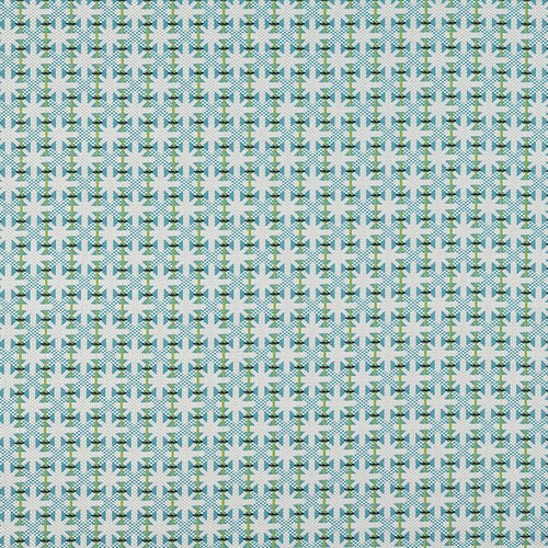 NOBILIS BISTRO 70 Water Stain Resistant Indoor Outdoor Turquoise Blue Green Black Off White Geometric Upholstery Fabric 10827.7