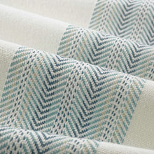 Load image into Gallery viewer, Cotton Cream Teal Navy Blue Beige Herringbone Stripe Floral Upholstery Drapery Fabric FB
