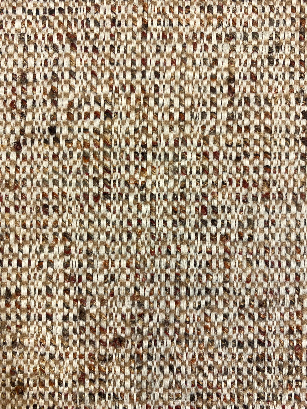 1.3 Yard Designer Water & Stain Resistant Rusty Red Brown Cream MCM Mid Century modern Tweed Upholstery Fabric WHS 4579