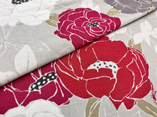Load image into Gallery viewer, Romo Paeonia in Cerise Floral Cotton Red Pink Grey Floral Upholstery Drapery Fabric