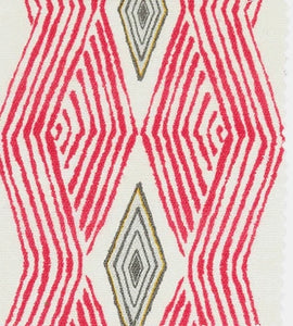 Eva Sonaike Odi Fabric Pink Cream Fuchsia Yellow Black Geometric Indoor Outdoor Upholstery Fabric STA 5069