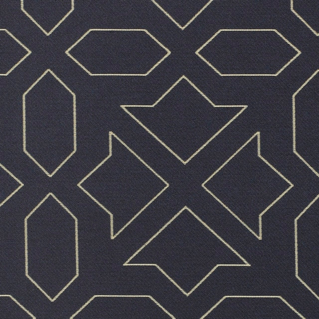 Momentum Alhambra 401 - 51 Midnight Abstract Navy Blue Beige Geometric Stain Resistant Upholstery Fabric