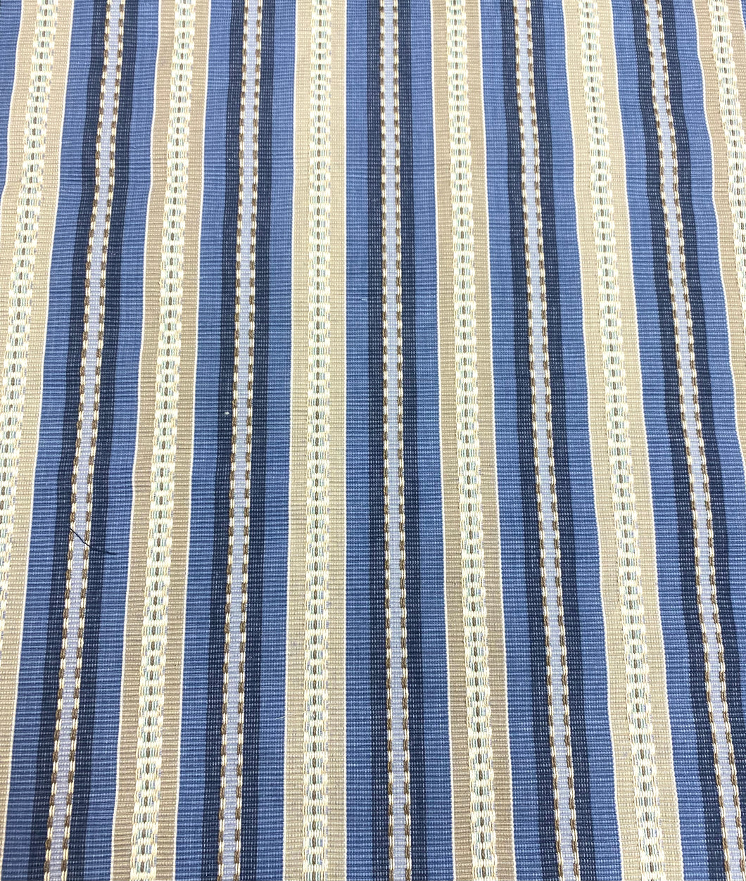 kravet 33150-5 Blue Taupe Cream Cotton Stripe Upholstery Fabric STA 5091