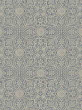 Load image into Gallery viewer, Cotton Linen Poly Denim Blue Beige Damask Upholstery Drapery Fabric FB