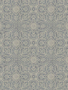 Cotton Linen Poly Denim Blue Beige Damask Upholstery Drapery Fabric FB