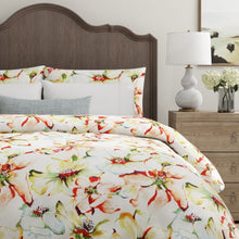 Load image into Gallery viewer, Cotton Ivory Green Red Blue Floral Bird Print Upholstery Drapery Fabric
