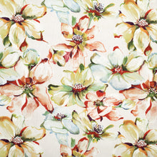 Load image into Gallery viewer, Cotton Ivory Green Red Blue Floral Bird Print Upholstery Drapery Fabric