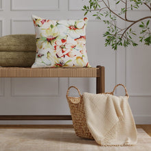 Load image into Gallery viewer, Cotton Ivory Green Red Blue Floral Bird Print Upholstery Drapery Fabric