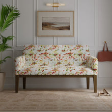 Load image into Gallery viewer, Cotton Ivory Green Red Blue Floral Bird Print Upholstery Drapery Fabric