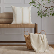 Load image into Gallery viewer, Heavy Duty Grey Taupe Cream Stripe Upholstery Drapery Fabric