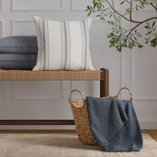 Load image into Gallery viewer, Heavy Duty Cream Blue Grey Stripe Upholstery Drapery Fabric