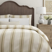 Load image into Gallery viewer, Heavy Duty Seafoam Sage Green Taupe Antique Stripe Upholstery Drapery Fabric