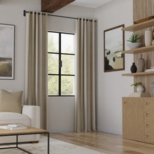 Load image into Gallery viewer, Heavy Duty Seafoam Sage Green Taupe Antique Stripe Upholstery Drapery Fabric
