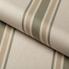 Load image into Gallery viewer, Heavy Duty Seafoam Sage Green Taupe Antique Stripe Upholstery Drapery Fabric