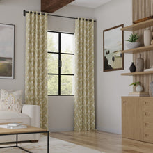 Load image into Gallery viewer, Beige Mustard Gold Green Floral Botanical Embroidered Drapery Fabric