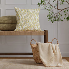 Load image into Gallery viewer, Beige Mustard Gold Green Floral Botanical Embroidered Drapery Fabric