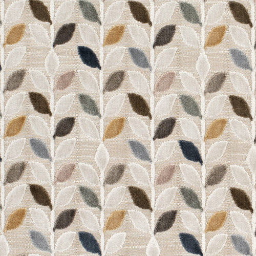 Grey Mustard Gold Taupe Botanical Cut Velvet Upholstery Fabric