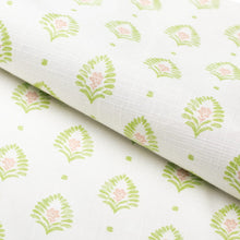 Load image into Gallery viewer, Cotton Ivory Green Teal Botanical Upholstery Drapery Fabric