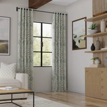 Load image into Gallery viewer, White Green Teal Mustard Navy Blue Floral Upholstery Drapery Fabric / Meadow