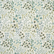 Load image into Gallery viewer, White Green Teal Mustard Navy Blue Floral Upholstery Drapery Fabric / Meadow