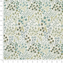 Load image into Gallery viewer, White Green Teal Mustard Navy Blue Floral Upholstery Drapery Fabric / Meadow