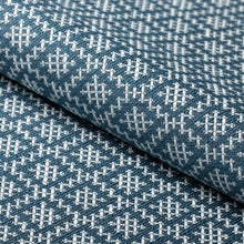 Load image into Gallery viewer, InsideOut Indoor Outdoor Performance Navy Blue White Geometric Upholstery Fabric