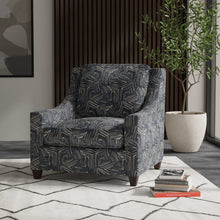 Load image into Gallery viewer, Navy Blue Beige Abstract Geometric Velvet Upholstery Fabric